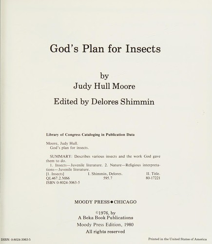 God's plan for insects